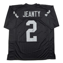 Autographed/Signed Ashton Jeanty Oakland Black Football Jersey Beckett BAS COA (ONLINE ORDER ONLY)