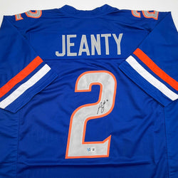 Autographed/Signed Ashton Jeanty Boise State Blue College Football Jersey Beckett BAS COA (ONLINE ORDER ONLY)