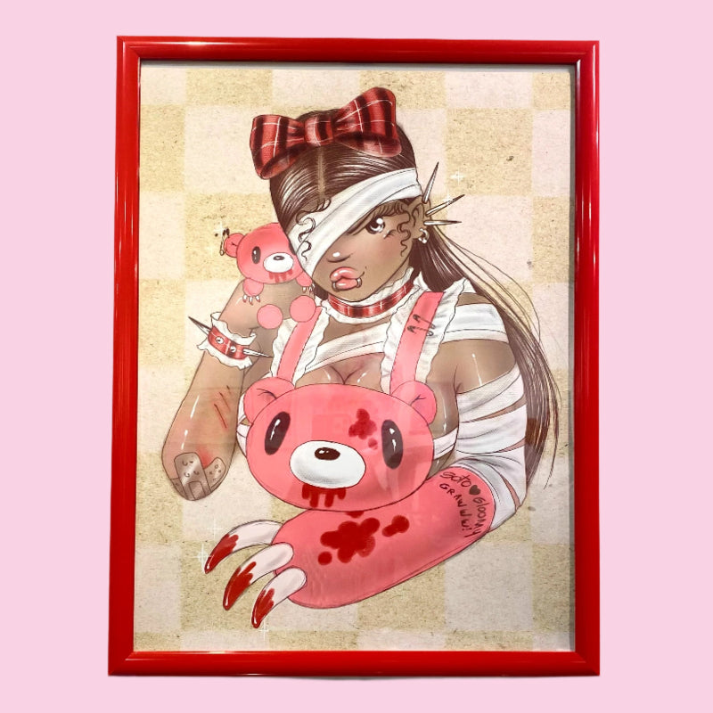 Manuela Soto Sosa - Plushie_x_Bandage - Framed Giclee - Gloomy Bear Exhibition (ONLINE ORDER ONLY)