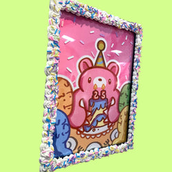 Wen Neale - Gloomy's 25th Anniversary Party - Framed Giclee - Gloomy Bear Exhibition (ONLINE ORDER ONLY)