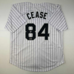Facsimile Autographed Dylan Cease Chicago Pinstripe Reprint Laser Auto Baseball Jersey Size Men's XL (ONLINE ORDER ONLY)