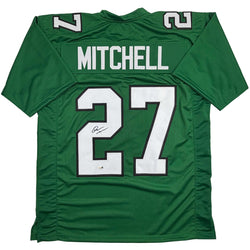 Autographed/Signed Quinyon Mitchell Philadelphia Kelly Green Football Jersey JSA COA (ONLINE ORDER ONLY)