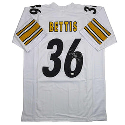 Autographed/Signed Jerome Bettis Pittsburgh White Football Jersey JSA COA (ONLINE ORDER ONLY)