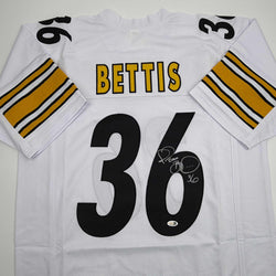 Autographed/Signed Jerome Bettis Pittsburgh White Football Jersey JSA COA (ONLINE ORDER ONLY)