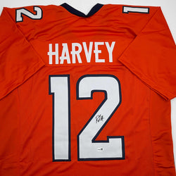 Autographed/Signed R.J RJ Harvey Denver Orange Football Jersey JSA COA (ONLINE ORDER ONLY)