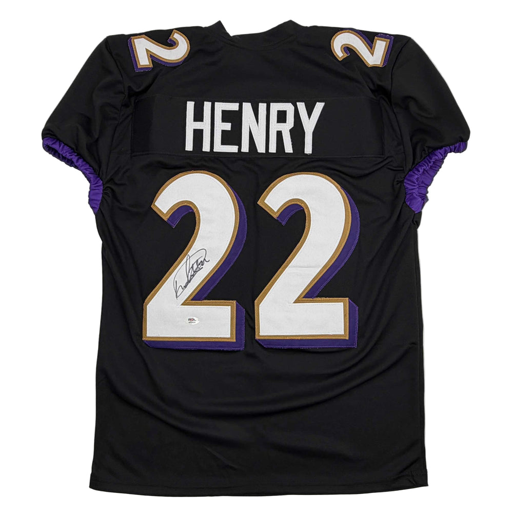 Autographed/Signed Derrick Henry Baltimore Black Football Jersey JSA COA (ONLINE ORDER ONLY)