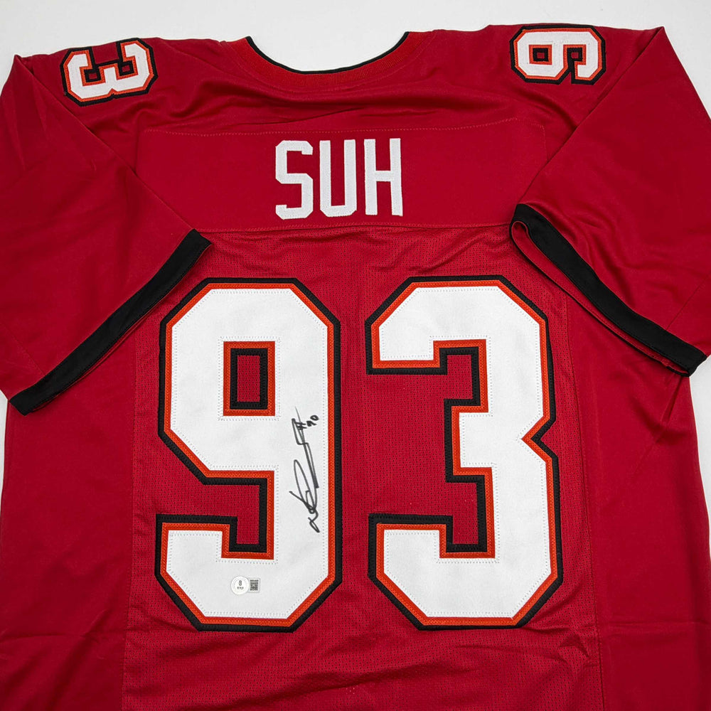Autographed/Signed Ndamukong Suh Tampa Bay Red Football Jersey Beckett BAS COA (ONLINE ORDER ONLY)