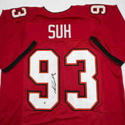 Autographed/Signed Ndamukong Suh Tampa Bay Red Football Jersey Beckett BAS COA (ONLINE ORDER ONLY)