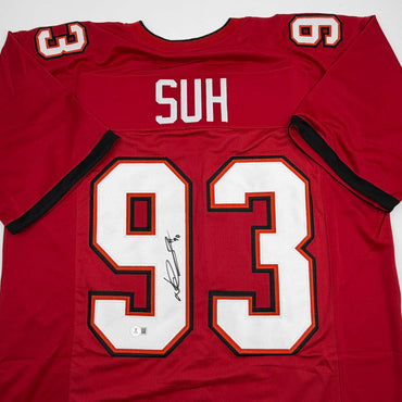 Autographed/Signed Ndamukong Suh Tampa Bay Red Football Jersey Beckett BAS COA (ONLINE ORDER ONLY)