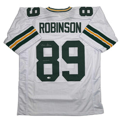 Autographed/Signed Dave Robinson HOF 13 Green Bay White Football Jersey JSA COA (ONLINE ORDER ONLY)