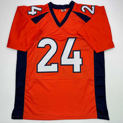 Facsimile Autographed Champ Bailey Denver Orange Reprint Laser Auto Football Jersey Size Men's XL (ONLINE ORDER ONLY)