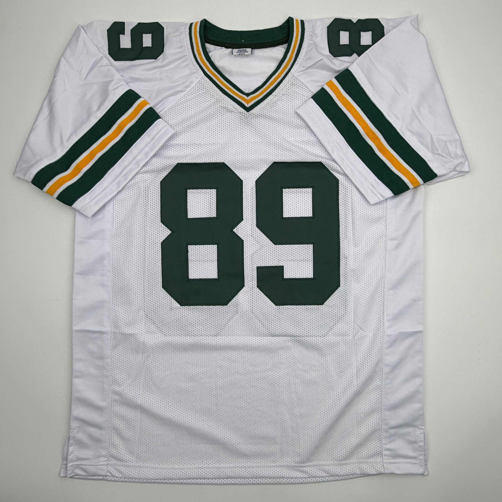 Autographed/Signed Dave Robinson HOF 13 Green Bay White Football Jersey JSA COA (ONLINE ORDER ONLY)