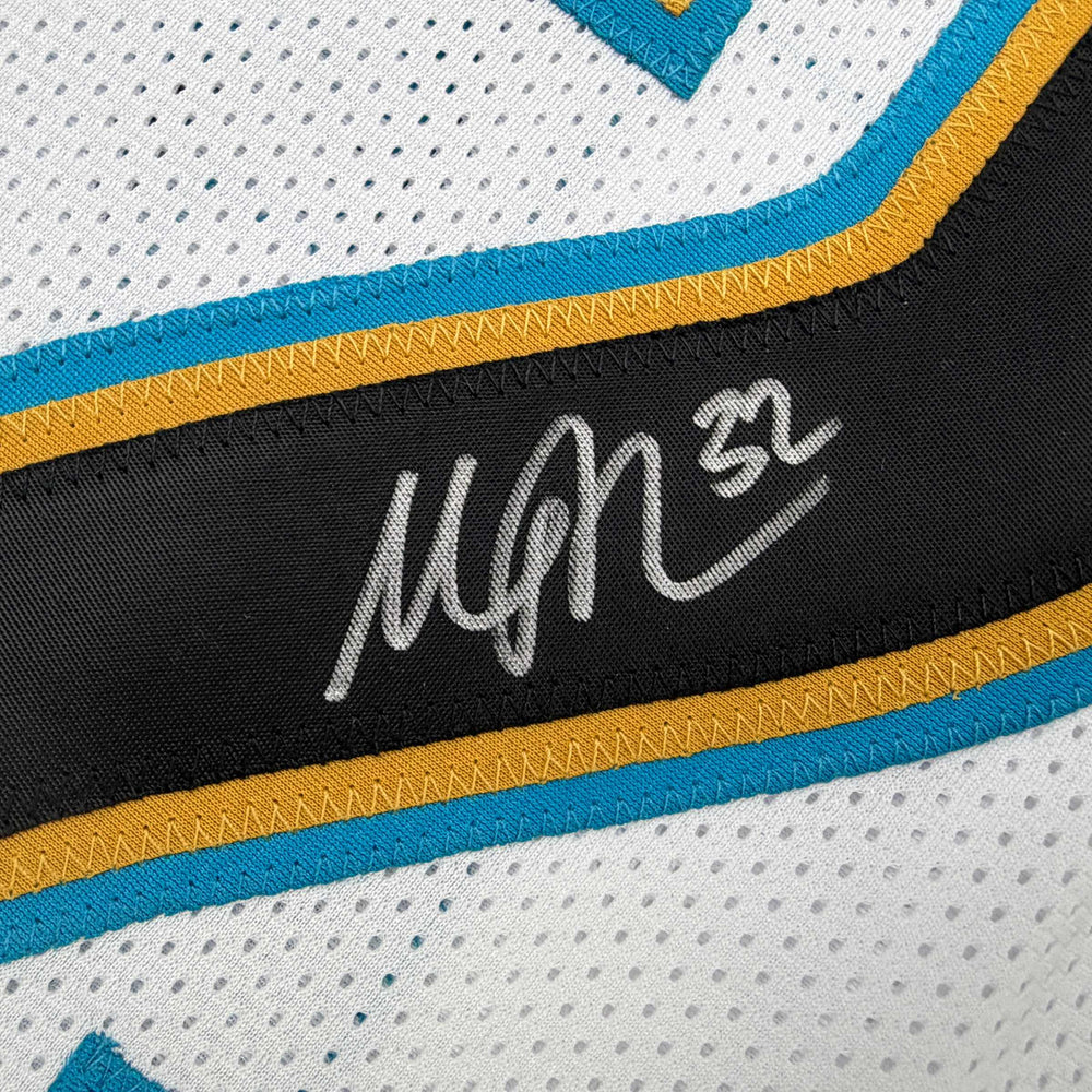 Autographed/Signed Maurice Jones-Drew Jacksonville White Football Jersey Beckett BAS COA (ONLINE ORDER ONLY)