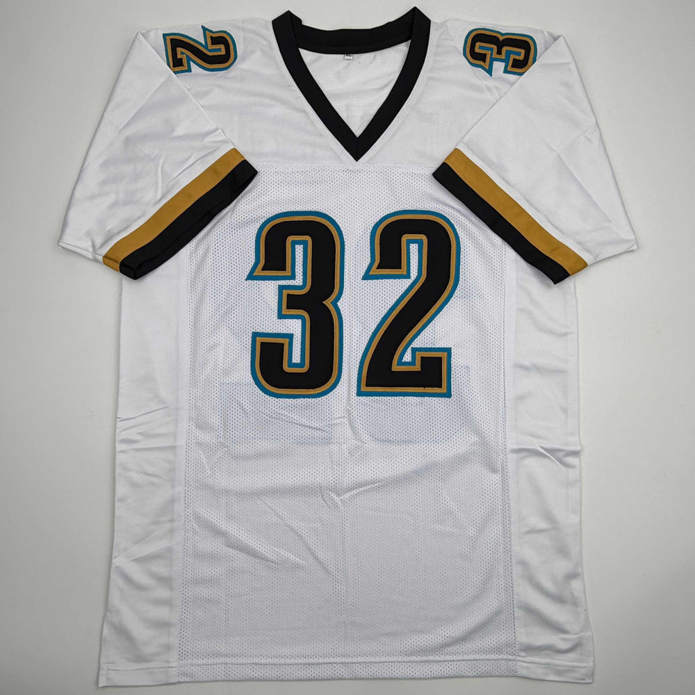 Autographed/Signed Maurice Jones-Drew Jacksonville White Football Jersey Beckett BAS COA (ONLINE ORDER ONLY)