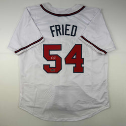 Facsimile Autographed Max Fried Atlanta White Reprint Laser Auto Baseball Jersey Size Men's XL (ONLINE ORDER ONLY)