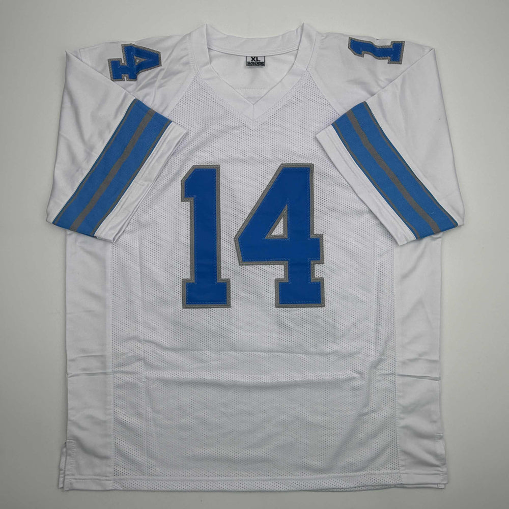 Autographed/Signed Amon-Ra St. Brown Detroit White Football Jersey Beckett BAS COA (ONLINE ORDER ONLY)