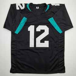Autographed/Signed Travis Hunter Jacksonville Black Football Jersey Beckett BAS COA (ONLINE ORDER ONLY)