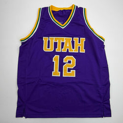 Autographed/Signed John Stockton Utah Purple Basketball Jersey Beckett BAS COA (ONLINE ORDER ONLY)