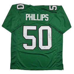 Autographed/Signed Jaelan Phillips Philadelphia Kelly Green Football Jersey PSA/DNA COA (ONLINE ORDER ONLY)