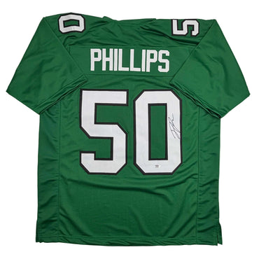 Autographed/Signed Jaelan Phillips Philadelphia Kelly Green Football Jersey PSA/DNA COA (ONLINE ORDER ONLY)