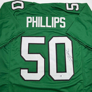 Autographed/Signed Jaelan Phillips Philadelphia Kelly Green Football Jersey PSA/DNA COA (ONLINE ORDER ONLY)