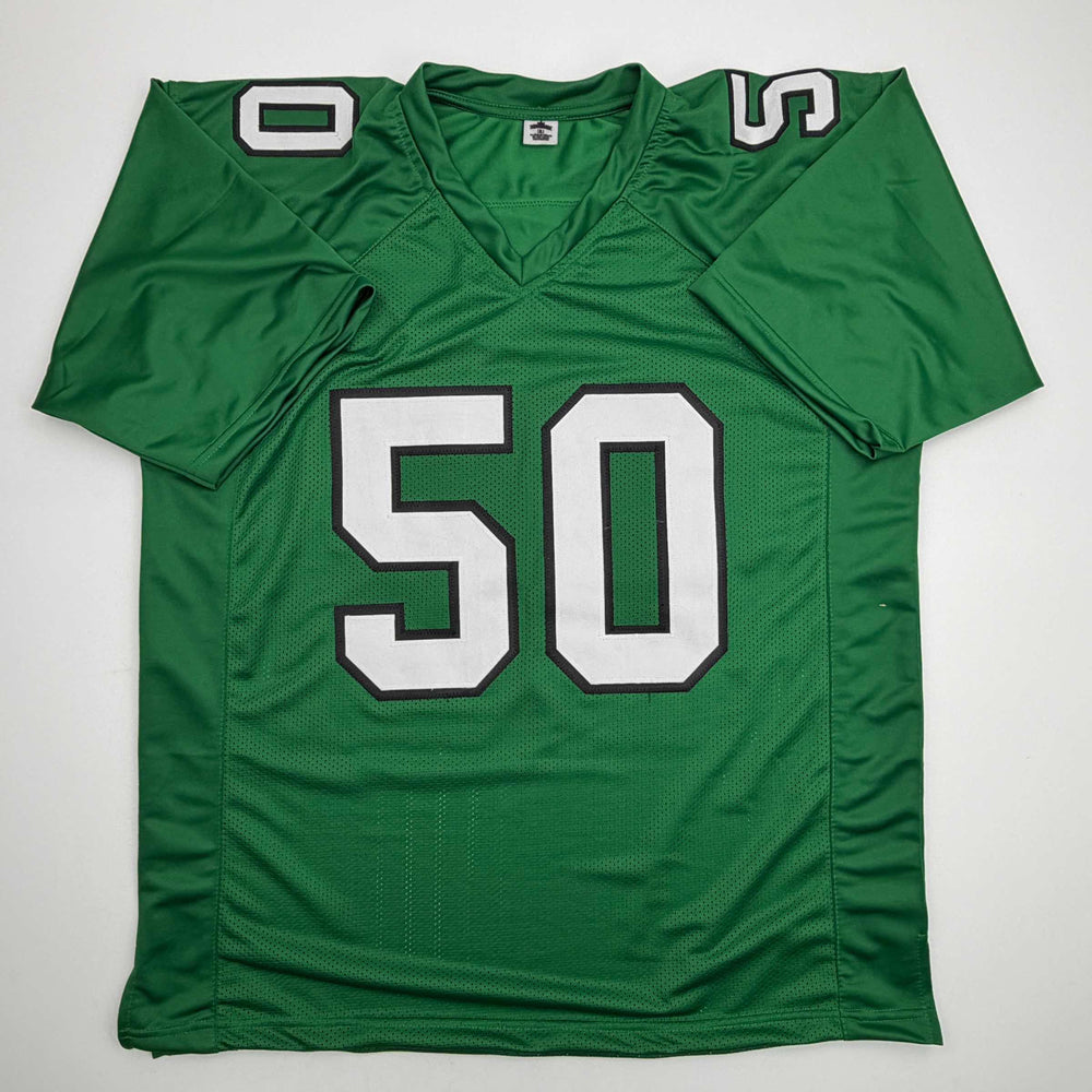 Autographed/Signed Jaelan Phillips Philadelphia Kelly Green Football Jersey PSA/DNA COA (ONLINE ORDER ONLY)
