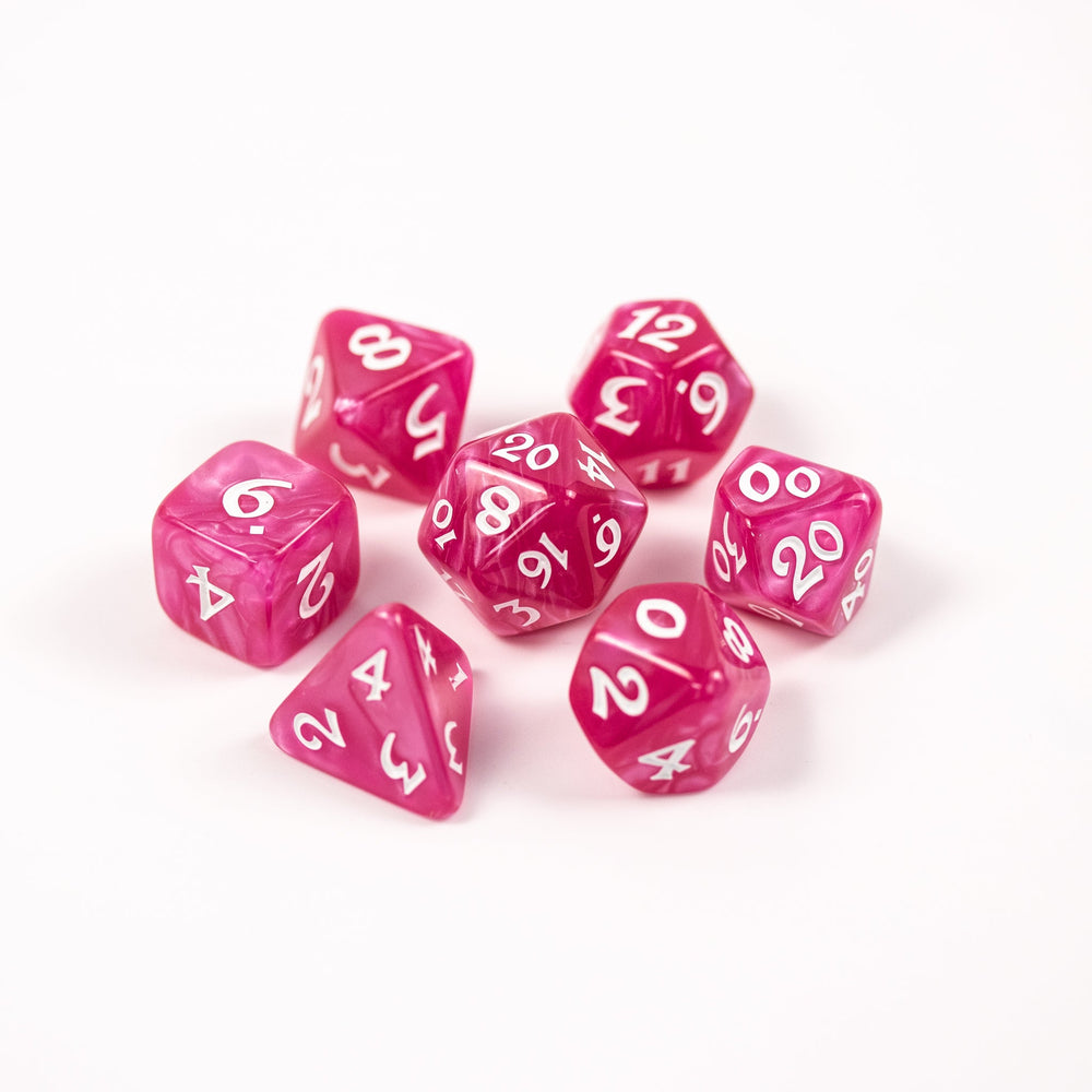 Die Hard Dice: 7pc RPG Set - Elessia Essentials - Pink with White