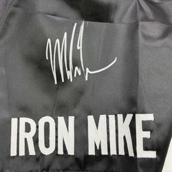 Autographed/Signed Mike Tyson Iron Mike Baddest Man on the Planet Black Boxing Trunks JSA COA
