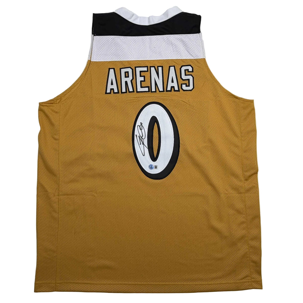 Autographed/Signed Gilbert Arenas Washington Gold Basketball Jersey Beckett BAS COA