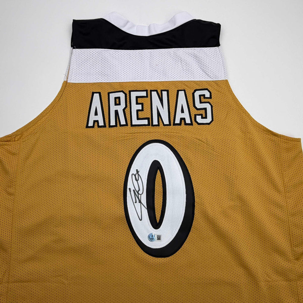 Autographed/Signed Gilbert Arenas Washington Gold Basketball Jersey Beckett BAS COA
