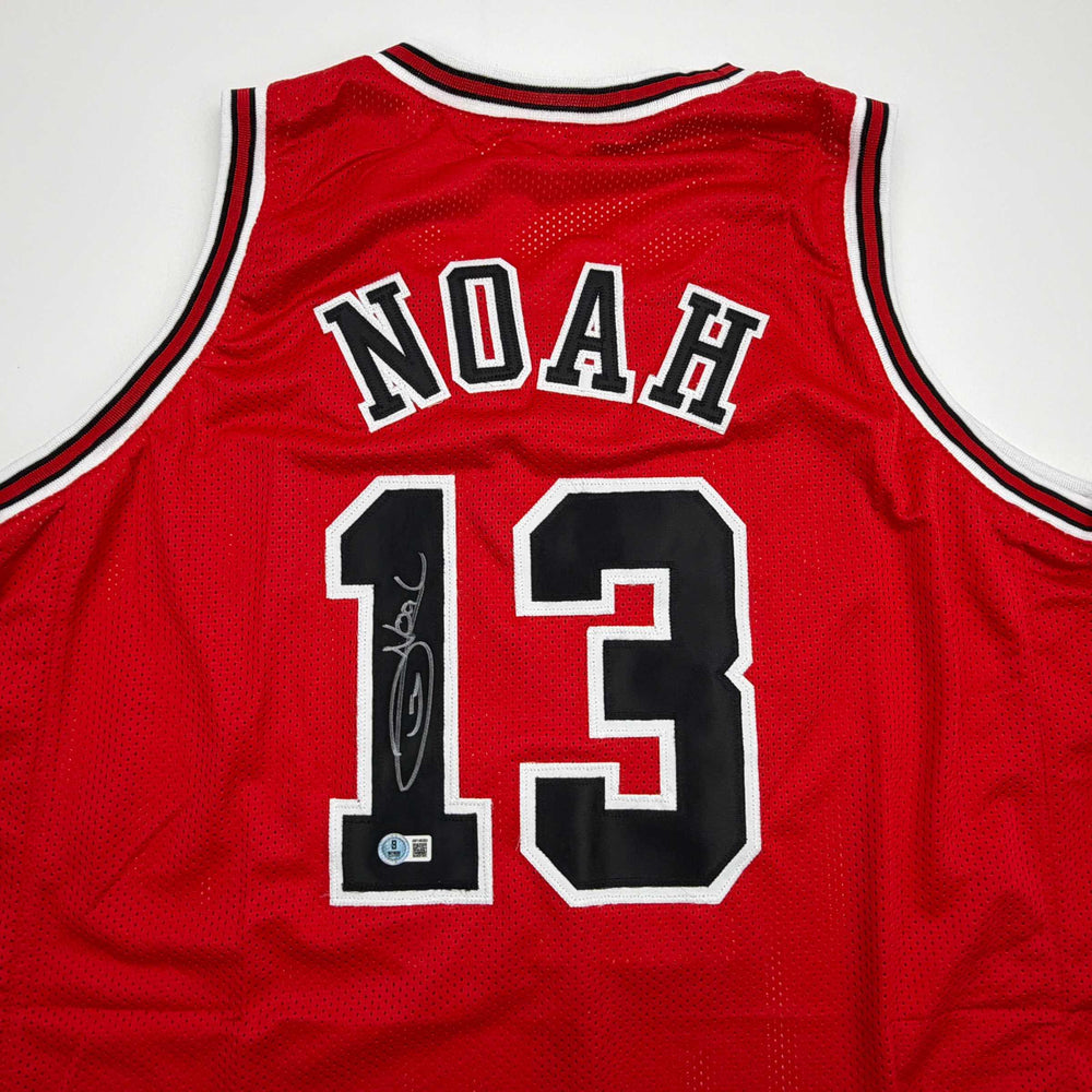 Autographed/Signed Joakim Noah Chicago Red Basketball Jersey Beckett BAS COA