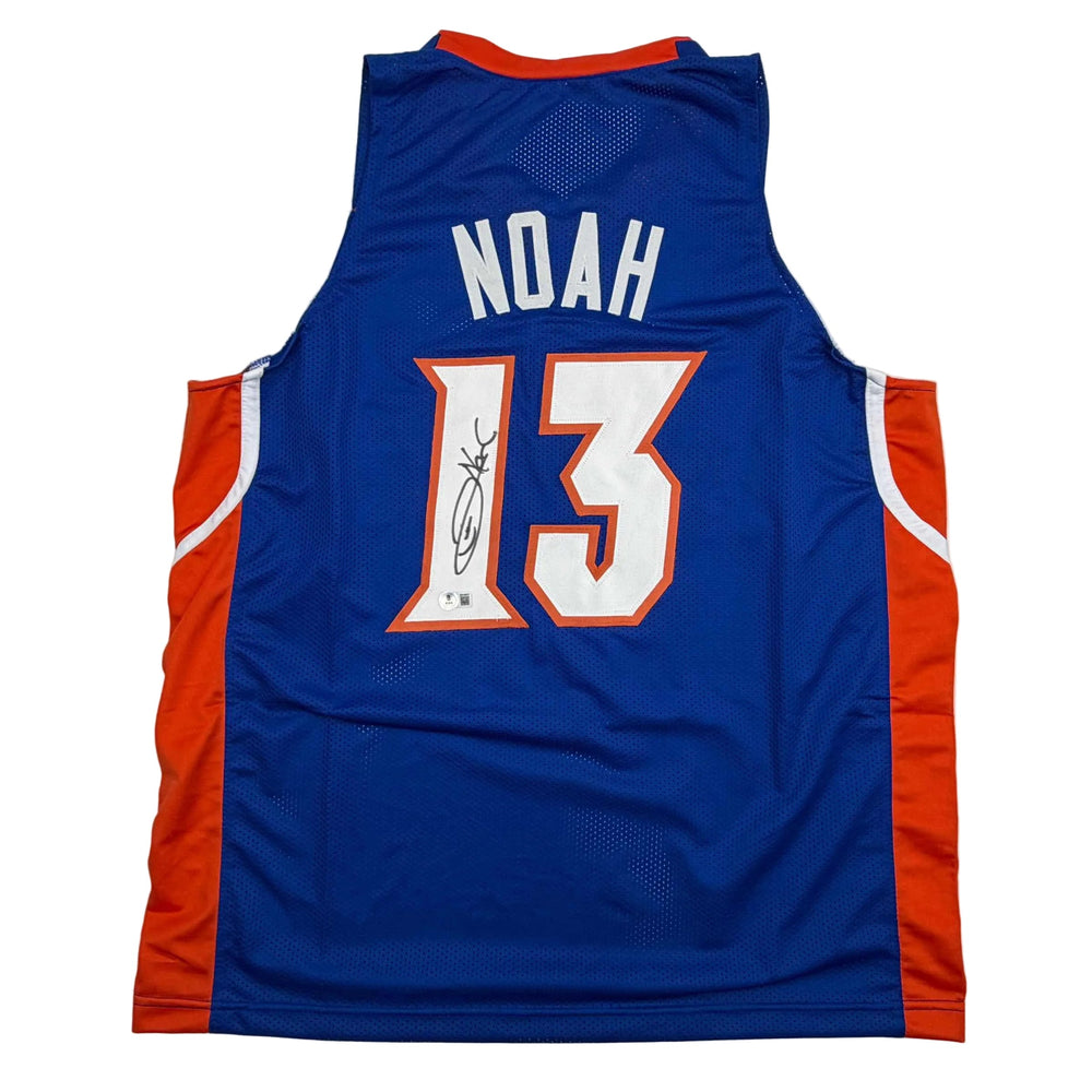 Autographed/Signed Joakim Noah Florida Blue College Basketball Jersey Beckett BAS COA (ONLINE ORDER ONLY)
