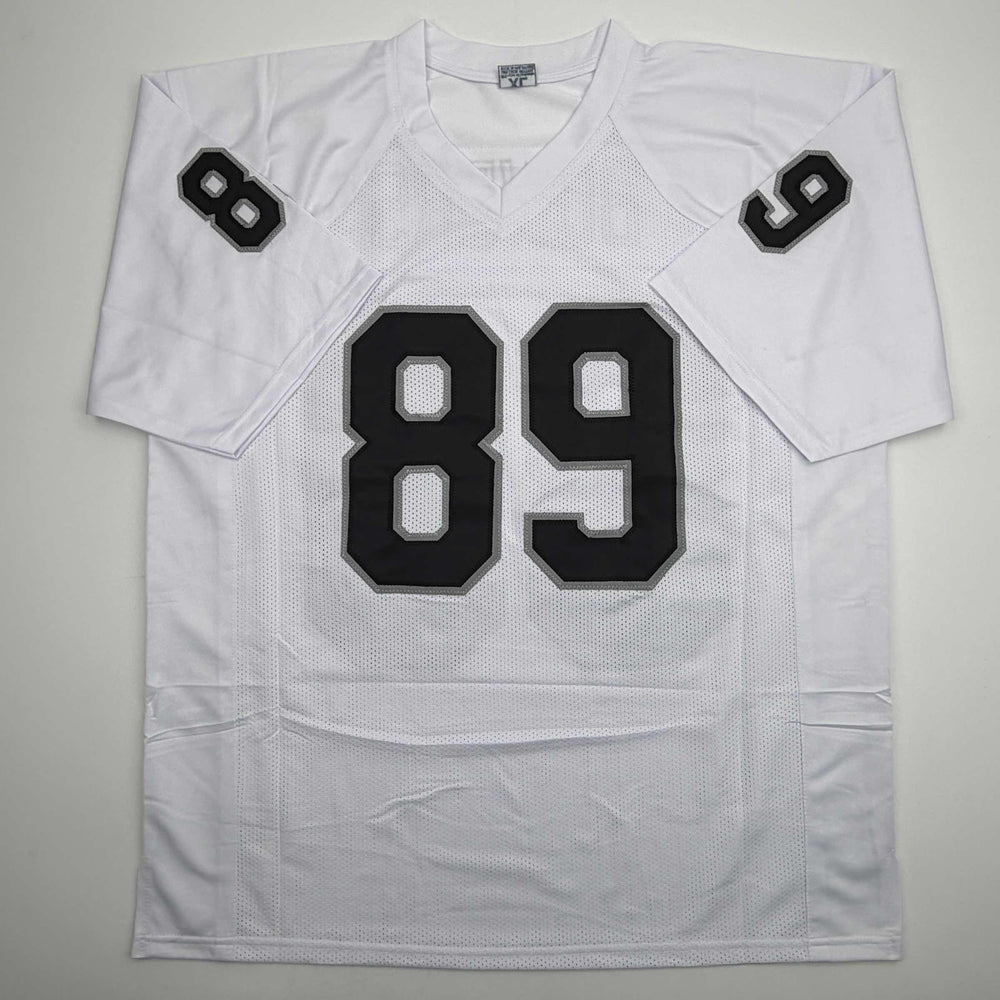 Autographed/Signed Brock Bowers Las Vegas Oakland White Football Jersey Beckett BAS COA (ONLINE ORDER ONLY)