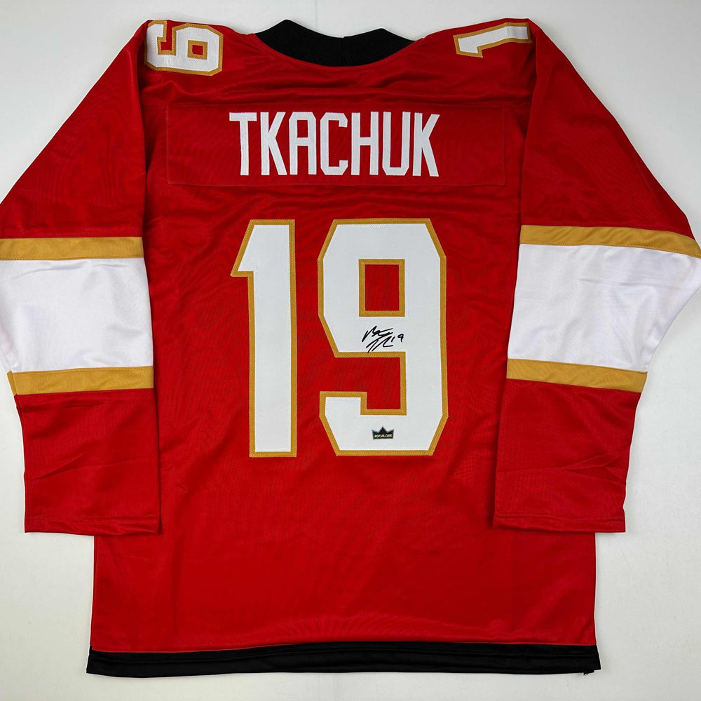 Facsimile Autographed Matthew Tkachuk Florida Red Reprint Laser Auto Hockey Jersey Size Men's XL (ONLINE ORDER ONLY)