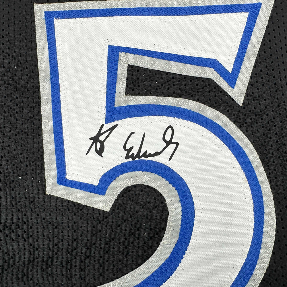 Framed Facsimile Autographed Anthony Edwards 35x39 Minnesota Black Reprint Laser Auto Basketball Jersey (ONLINE ORDER ONLY)