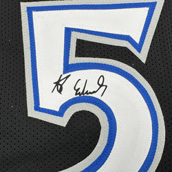 Framed Facsimile Autographed Anthony Edwards 35x39 Minnesota Black Reprint Laser Auto Basketball Jersey (ONLINE ORDER ONLY)