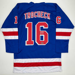 Facsimile Autographed Vincent Trocheck New York Blue Reprint Laser Auto Hockey Jersey Size Men's XL (ONLINE ORDER ONLY)