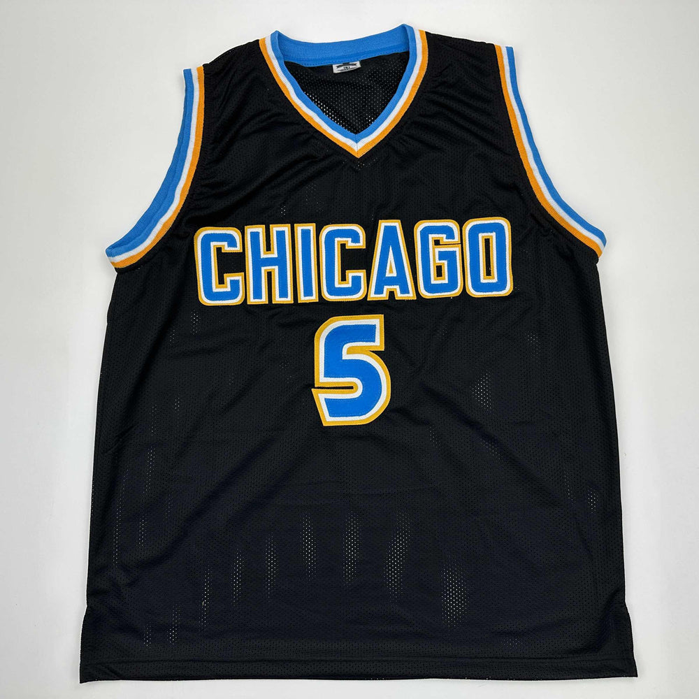 Facsimile Autographed Angel Reese Chicago Black Reprint Laser Auto College Basketball Jersey Size Men's XL (ONLINE ORDER ONLY)