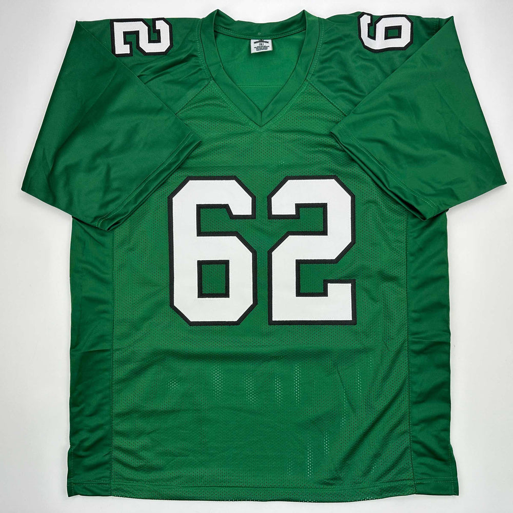 Facsimile Autographed Jason Kelce Philadelphia Kelly Green Reprint Laser Auto Football Jersey Size Men's XL (ONLINE ORDER ONLY)