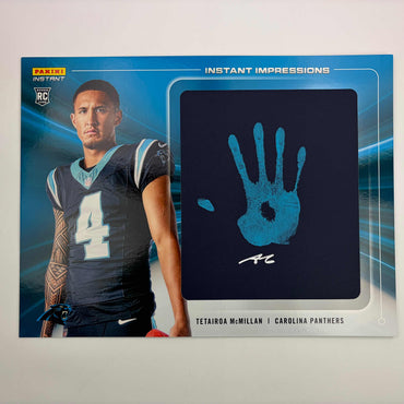 2025 Panini Instant Impressions Tetairoa McMillan #II-13 18x24 Hand Print Autographed Auto /10 Carolina Panthers Rookie RC Oversized Football Card (ONLINE ORDER ONLY)