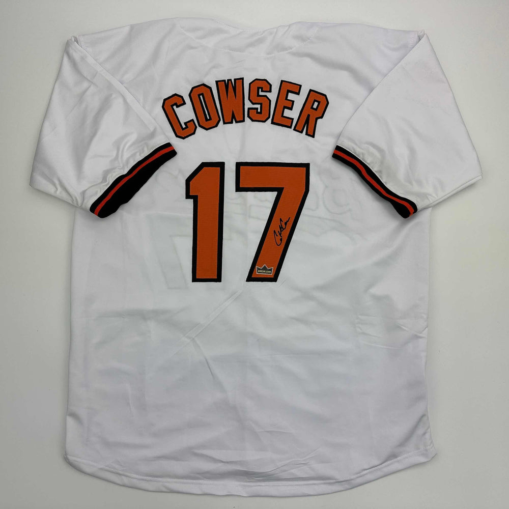 Facsimile Autographed Colton Cowser Baltimore White Reprint Laser Auto Baseball Jersey Size Men's XL (ONLINE ORDER ONLY)