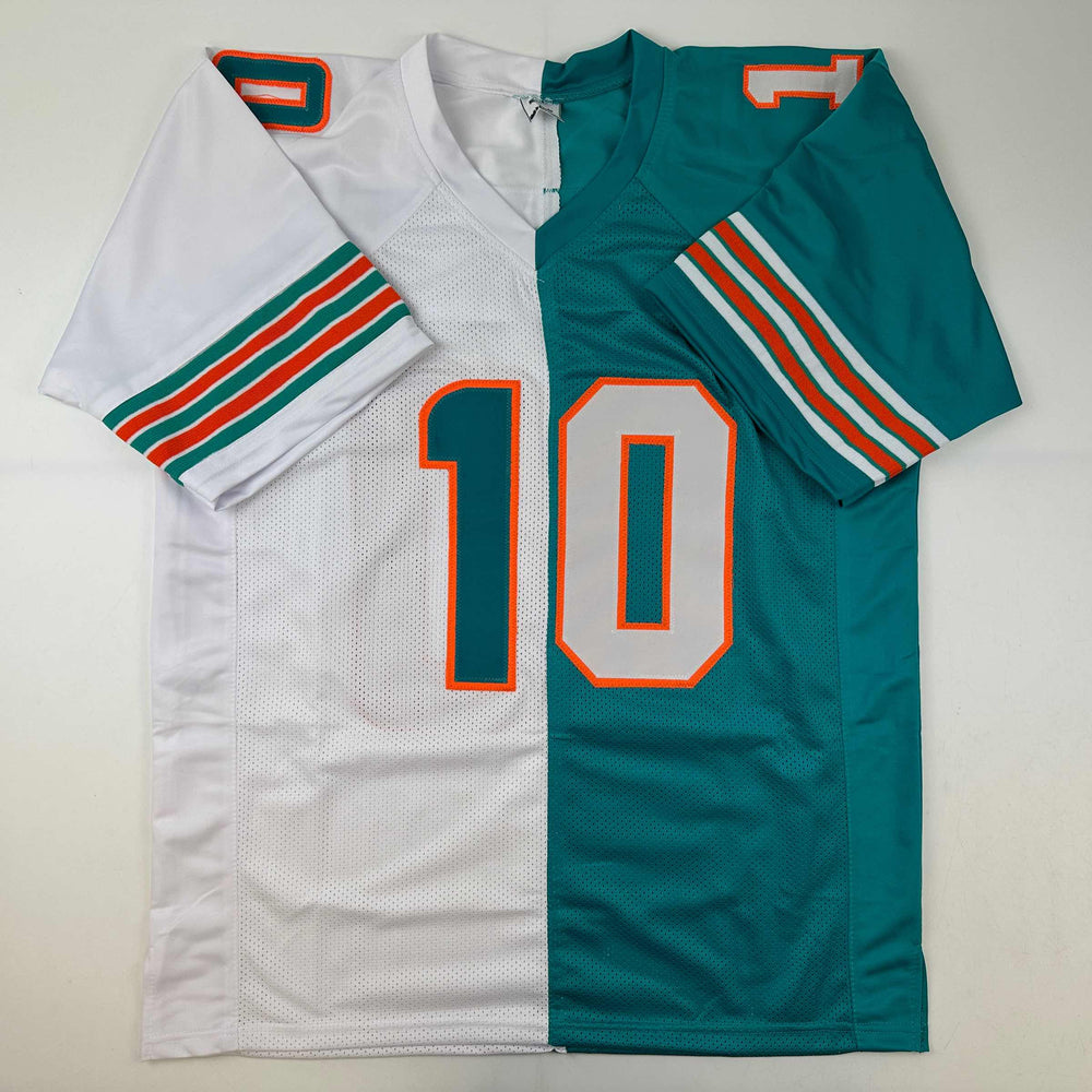 Autographed/Signed Tyreek Hill Miami Split Teal/White Football Jersey Beckett BAS COA (ONLINE ORDER ONLY)