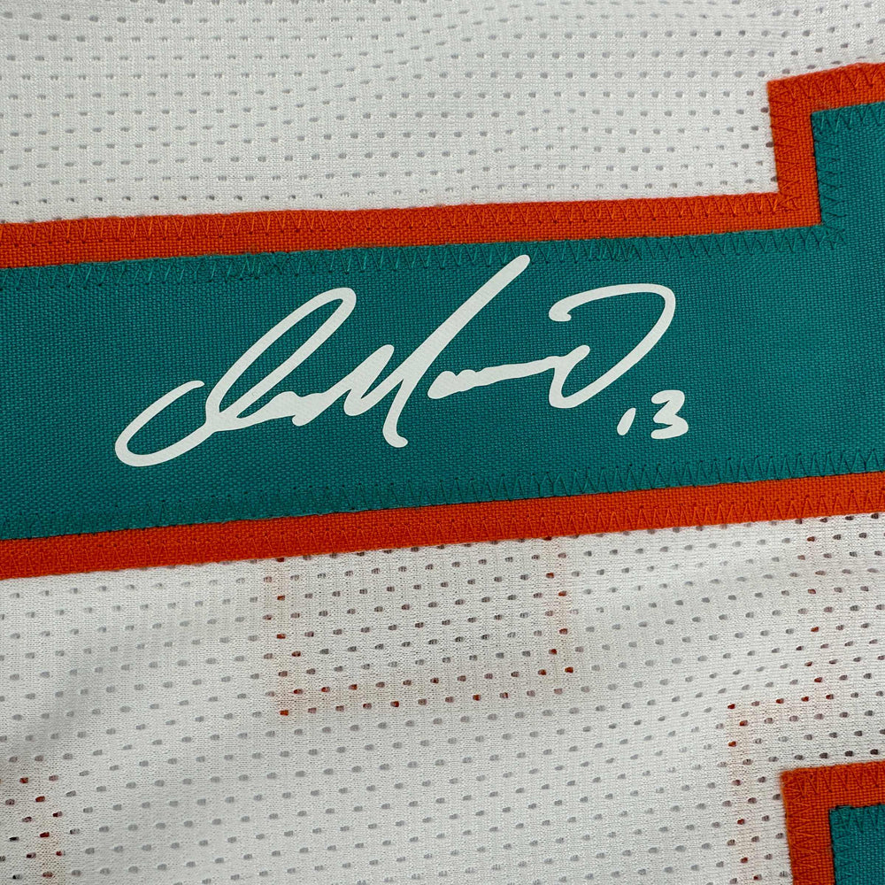 Facsimile Autographed Dan Marino Miami White Reprint Laser Auto Football Jersey Size Men's XL (ONLINE ORDER ONLY)