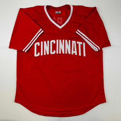 Facsimile Autographed Barry Larkin Cincinnati Red Reprint Laser Auto Baseball Jersey Size Men's XL (ONLINE ORDER ONLY)