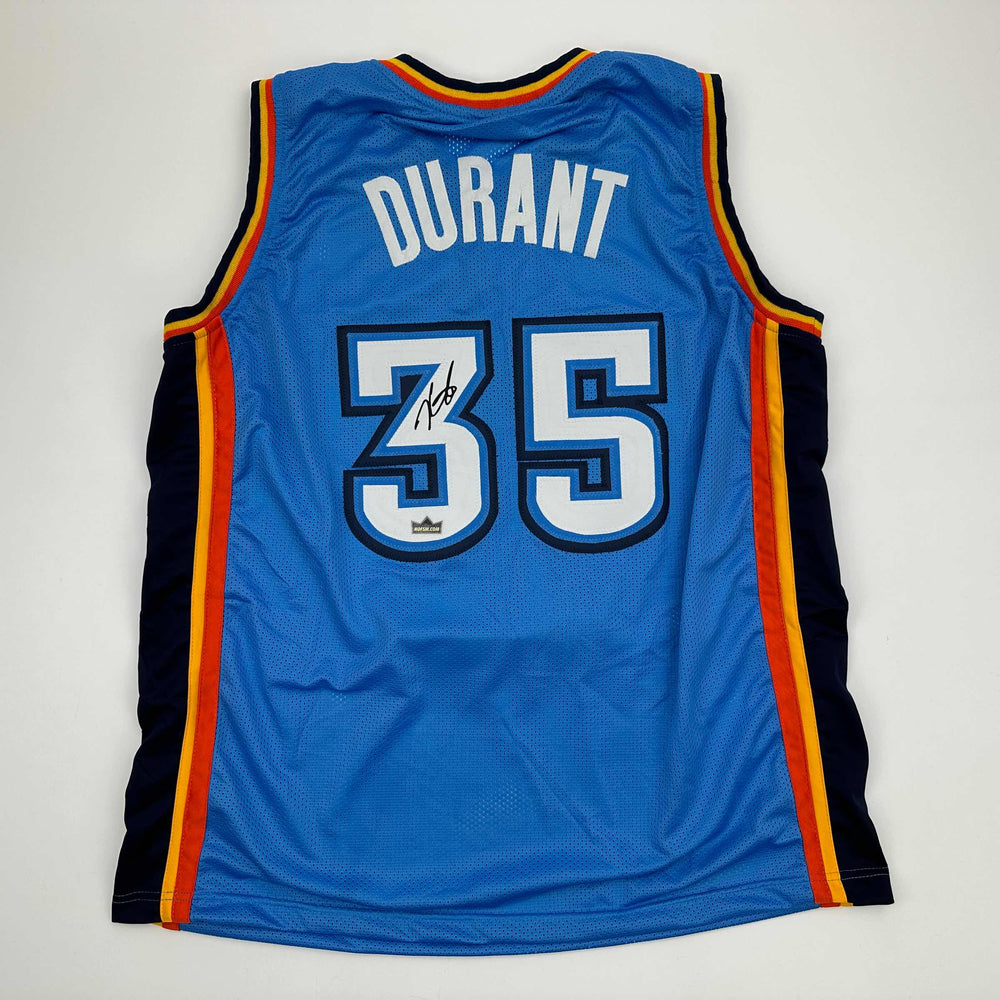 Facsimile Autographed Kevin Durant Oklahoma City Blue Reprint Laser Auto Basketball Jersey Size Men's XL (ONLINE ORDER ONLY)