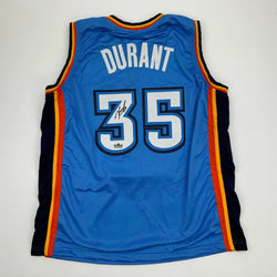 Facsimile Autographed Kevin Durant Oklahoma City Blue Reprint Laser Auto Basketball Jersey Size Men's XL (ONLINE ORDER ONLY)