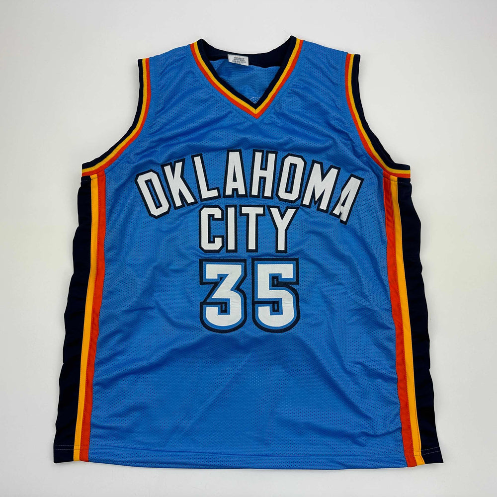 Facsimile Autographed Kevin Durant Oklahoma City Blue Reprint Laser Auto Basketball Jersey Size Men's XL (ONLINE ORDER ONLY)
