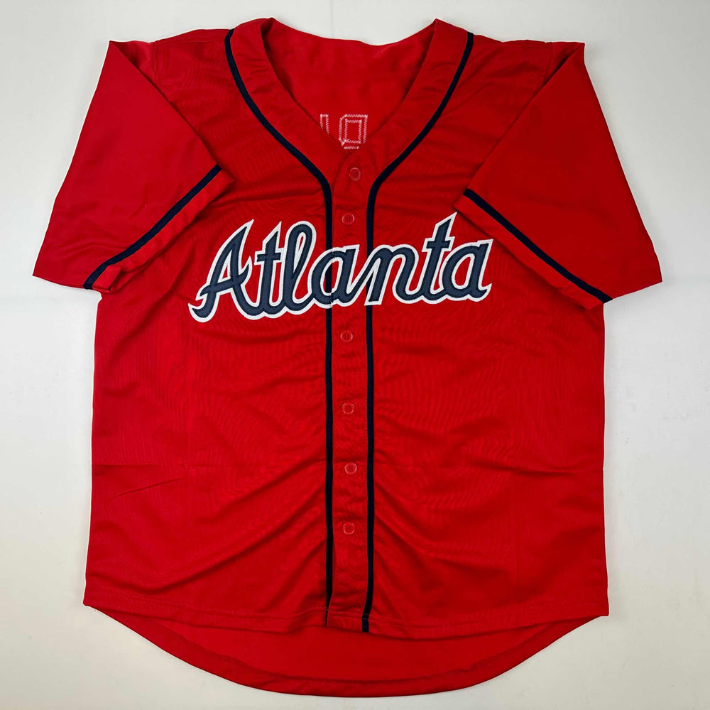 Facsimile Autographed Ozzie Albies Atlanta Red Reprint Laser Auto Baseball Jersey Size Men's XL (ONLINE ORDER ONLY)