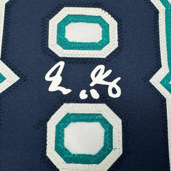 Framed Facsimile Autographed George Kirby 35x39 Seattle White Reprint Laser Auto Baseball Jersey (ONLINE ORDER ONLY)