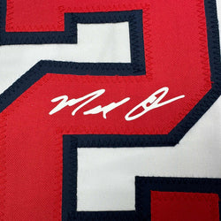 Facsimile Autographed Marcell Ozuna Atlanta White Reprint Laser Auto Baseball Jersey Size Men's XL (ONLINE ORDER ONLY)